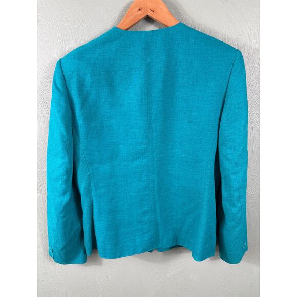 Pendleton Blazer Jacket Women's 8 Teal Blue Made in USA Country Sophisticates - Picture 10 of 11